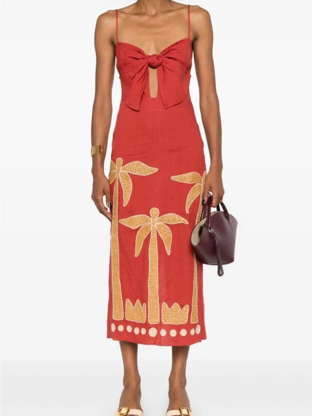 Johanna Ortiz Calm Wind midi dress embroidered size 4 linen